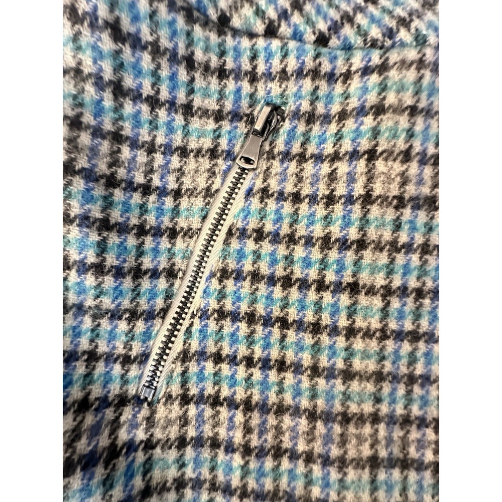 NEW Talbots Tweed Skirt Women Size 12P Plaid Zipper Accents Teal/black‎ Mini NWT - Picture 3 of 8